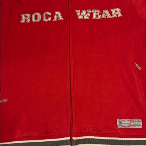 Y2K Rocawear Velour Red Jumpsuit Jacket And Pants Suit Size XXL Wide Legs - Picture 10 of 15